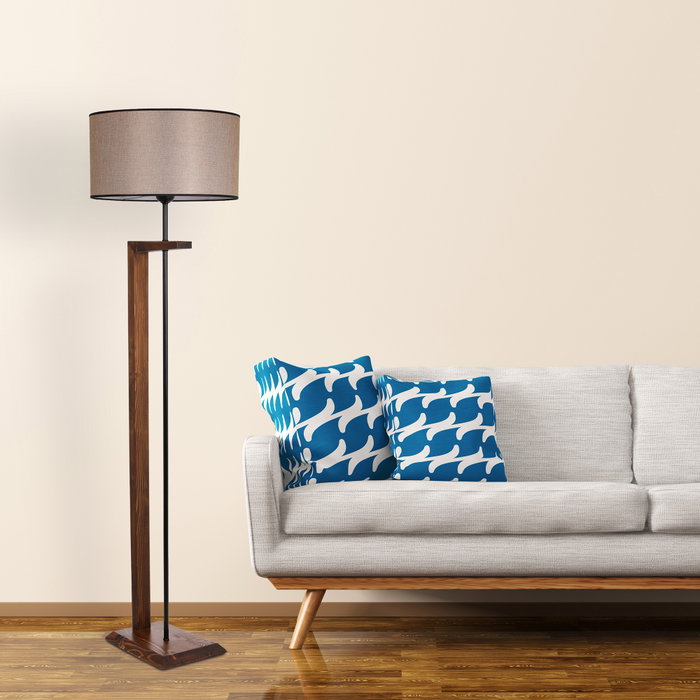 Opviq Lámpara de Pie Escandinava de Madera y Metal en Nogal con Pantalla de Tela Opviq Lámpara de Pie Escandinava de Madera y Metal en Nogal con Pantalla de Tela